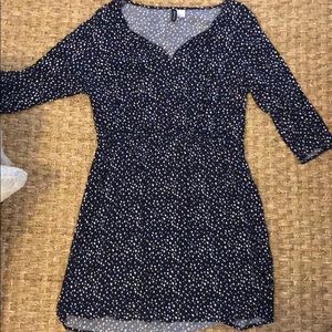Navy and white heart pattern dress